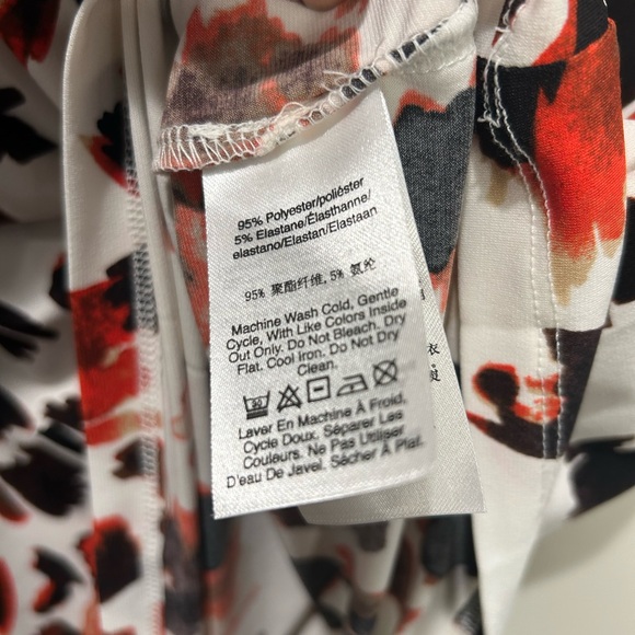 DKNY Women's White Top with Orange and Black Print - Picture 4 of 6